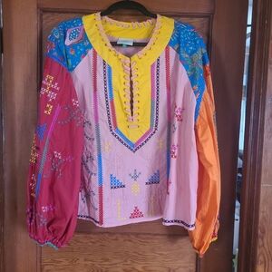 Farm Rio embroidered blouse